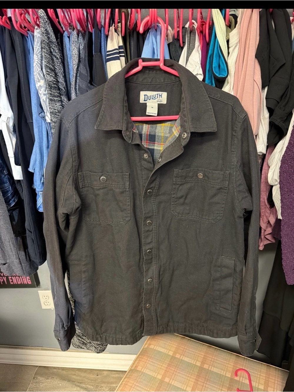 Duluth Trading Co Black Men’s Field Jacket with Plaid Lining